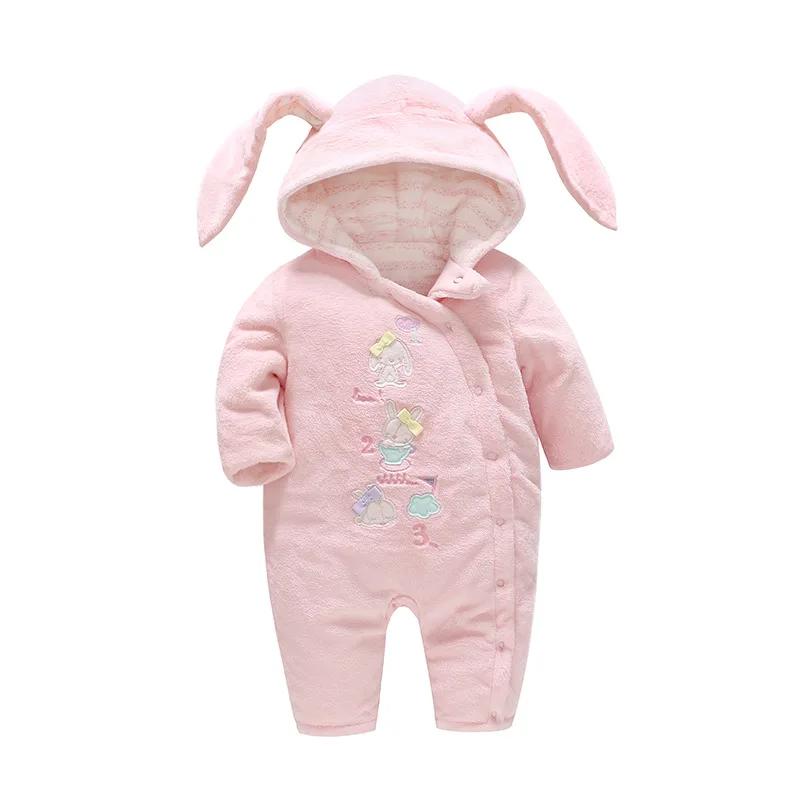 Vlinder/комбинезон для маленьких девочек; зимняя одежда для маленьких девочек; новая милая Одежда для новорожденных; комбинезон для младенцев; хлопковая плотная пижама с длинными рукавами - Цвет: Pink