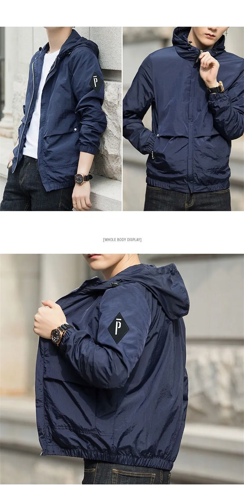 2019 Autumn Mens Jackets Windbreaker Jacket Coat Male Hooded Collar Lightweight Jacket Men Fashion INS Style Brand MuLS Fit 4XL 04