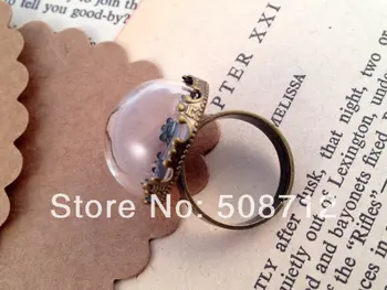 

20sets Half Globe Clear Glass Bottle Ring DIY Antique Bronze Ring Base Terrarium Bottle Ring Apothecary Bottle Jewelry Supplies