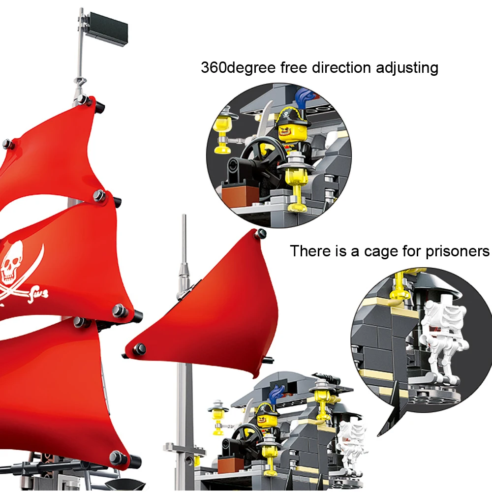 WANGE Блоки Пираты Карибского моря Черная Борода корабль 1123 шт. детали для самостоятельной сборки строительные игрушки для детей подарки на