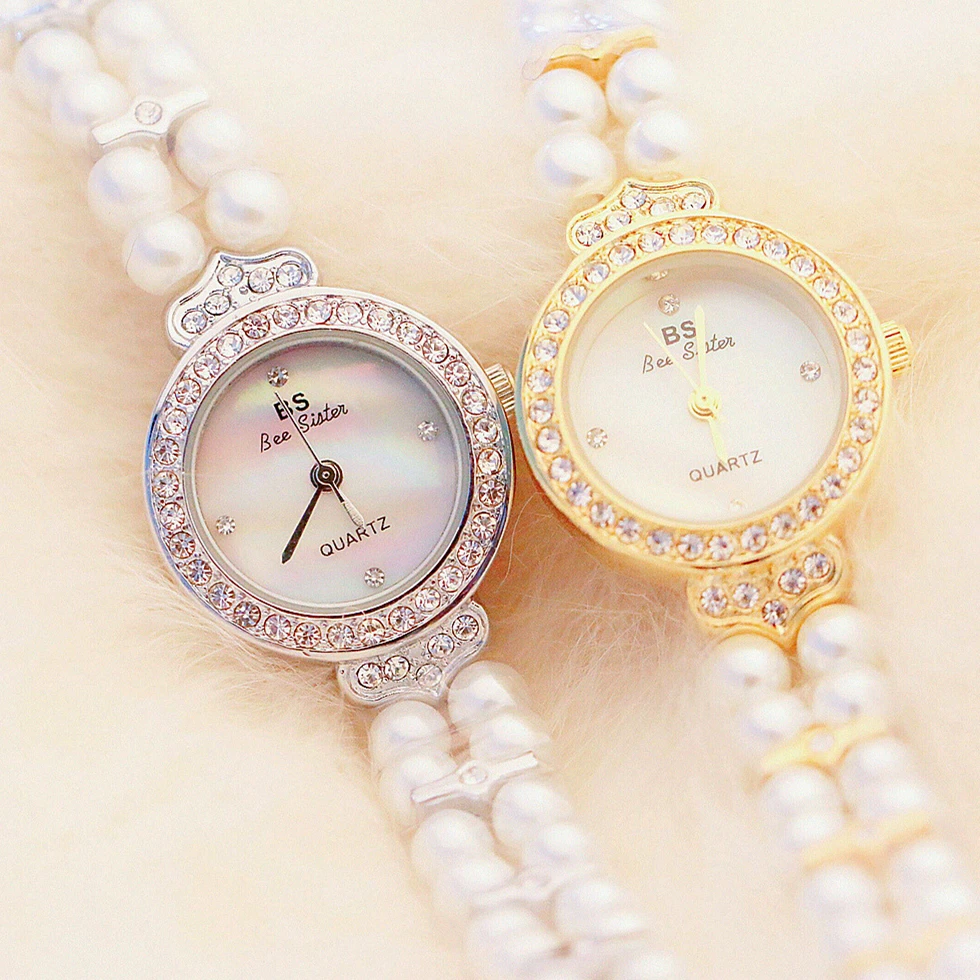 Брендовые женские часы с бриллиантами, Роскошные наручные часы с жемчугом в виде ракушки, женские модные кварцевые часы с браслетом, часы reloj mujer
