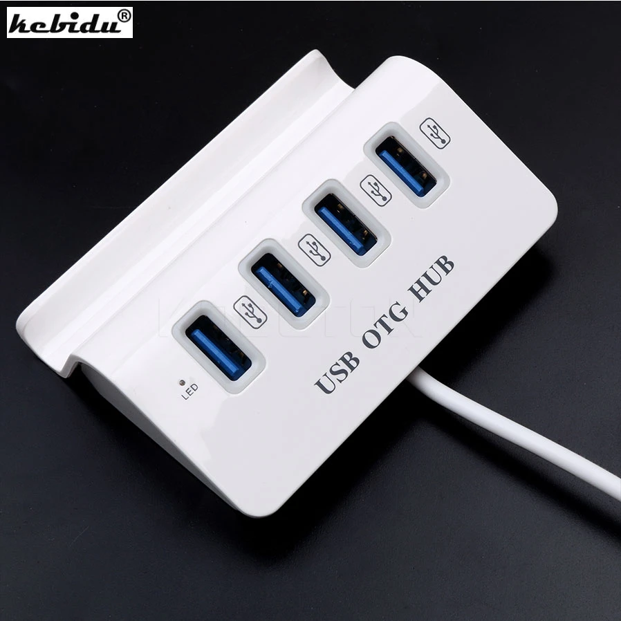 

kebidu 2 in 1 4 Ports Micro USB OTG HUB Adapter 4-Port led usb 2.0 4 Port Extension cable hub for samsung galaxy s6 Smart phone