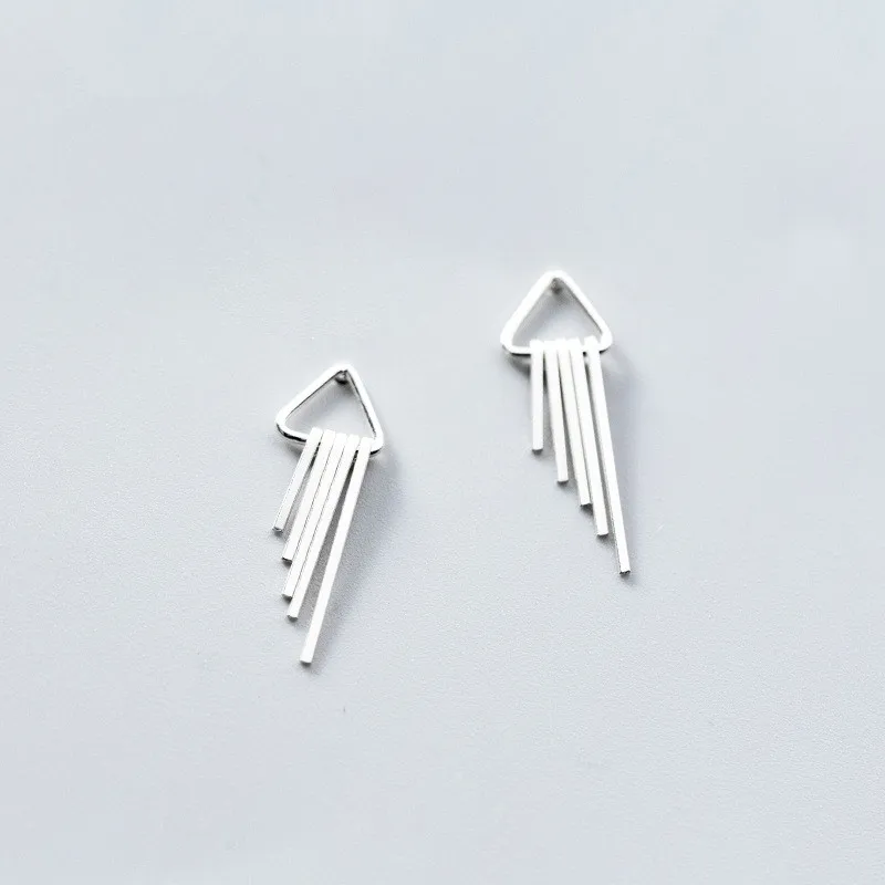 

925 Sterling Silver Geometric Triangle Tassel Stud Earrings for Women Gift Wedding Jewelry female Ear pendientes eh840