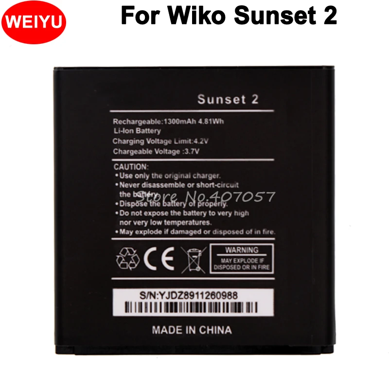 

For Wiko Sunset 2 Battery 1300mAh Sunset2 Batterie Bateria AKKU