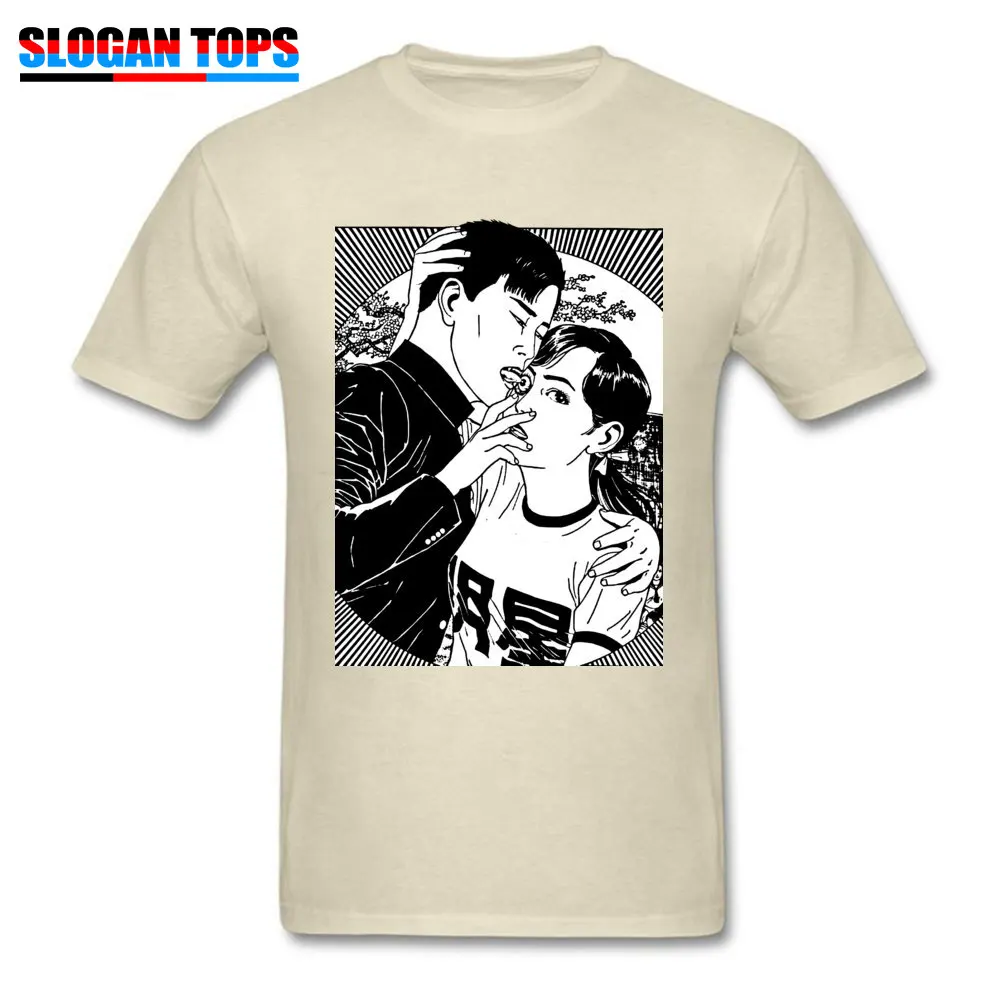 Design Maruo-Suehiro Funny Short Sleeve Lovers Day Tops T Shirt Rife O-Neck 100% Cotton Fabric Tee Shirt Men T Shirt Maruo-Suehiro beige