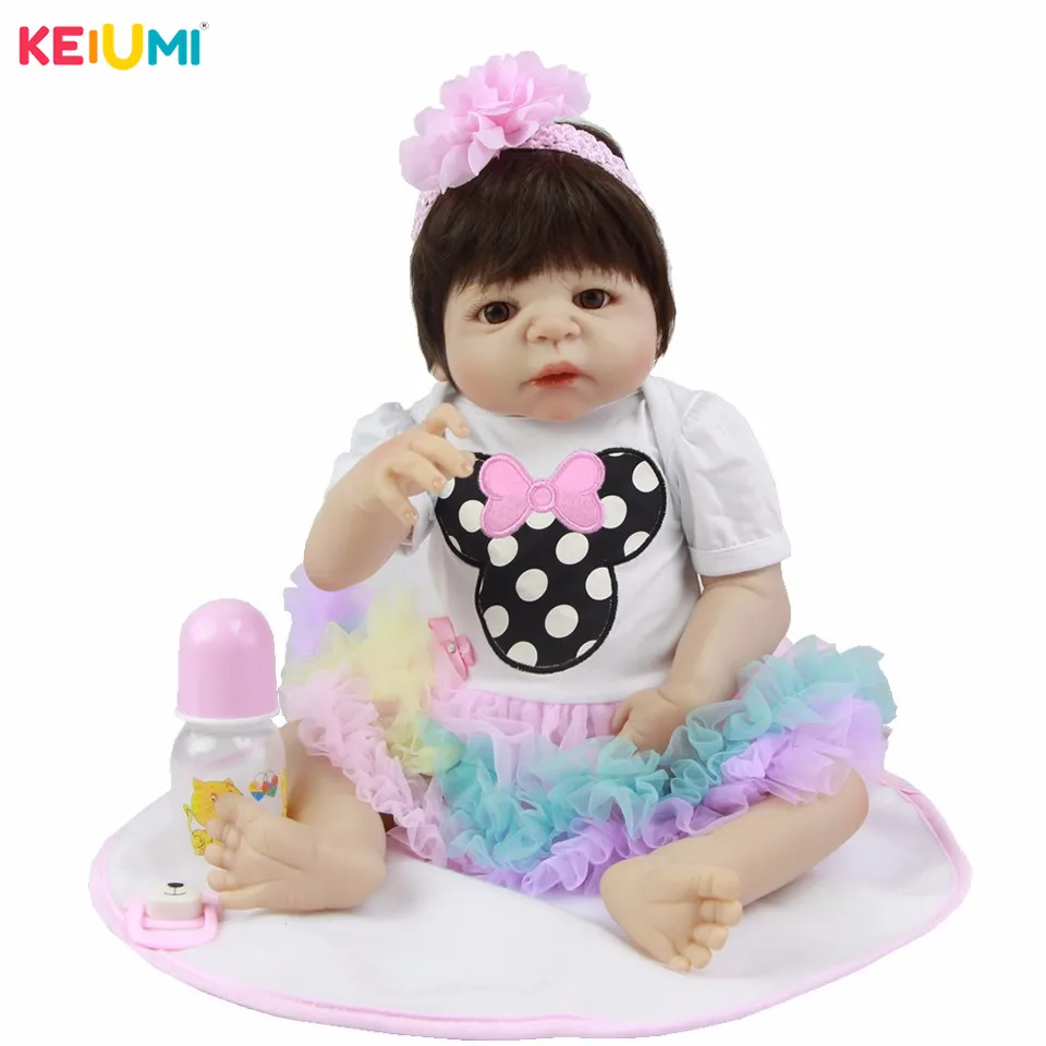 

Cute 23'' Reborn Baby Full Silicone Body Vinyl Newborn Doll Realistic Baby Girl Birthday Gift Handmade Babies Doll Fashion Toys