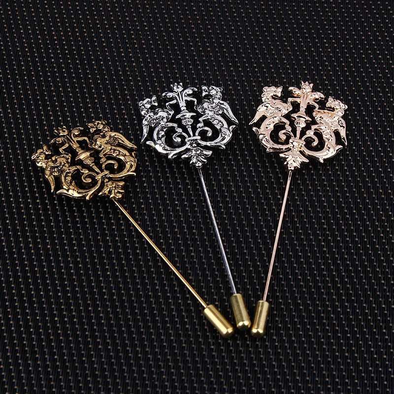 Мужские золотистые/Серебристые булавки на лацкан с двойным львом|lion lapel pin|lapel pins