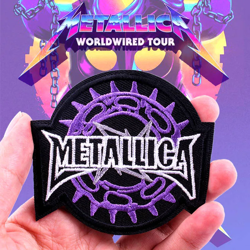 

Pulaqi Metal Sign Rock Stripe Patch DIY Embroidered Iron On Patches For Clothing Letter Skull Badge Clothes Sticker Applique F