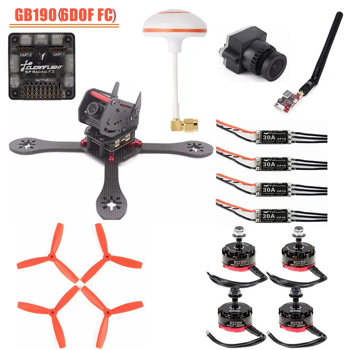 

GB190 Airframe FPV Quadcopters 6DOF Carbon Fiber 190mm Wheelbase Multirotor DIY Frame Kit 30A ESC F3 Flight Controller