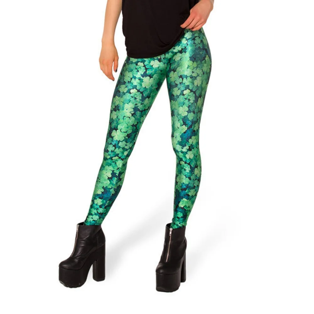 

Free ship New Hot Women Pants Womens Trousers Fashion Lucky Clover green fresh Pant Capris Cute sportswear Fitness
