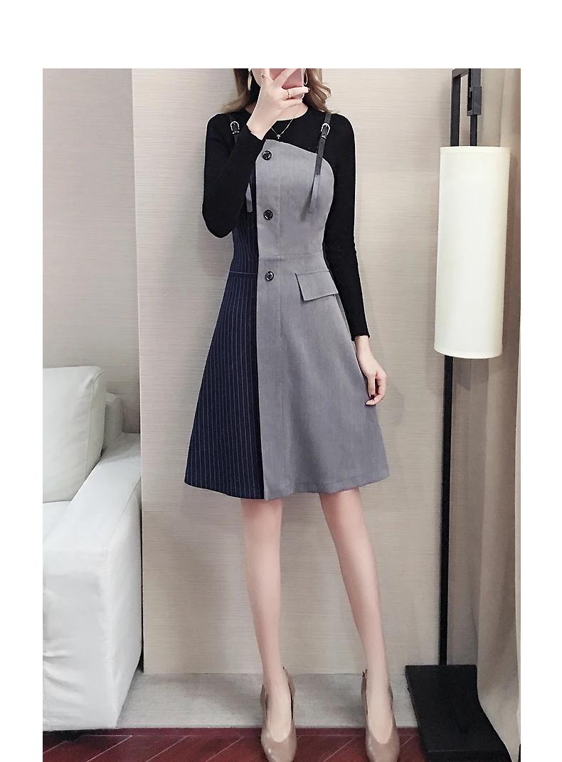 Корейское винтажное платье Элегантный комплект из двух предметов весенне-летнее платье женские платья одежда вечерние OL офисное платье ZT2121