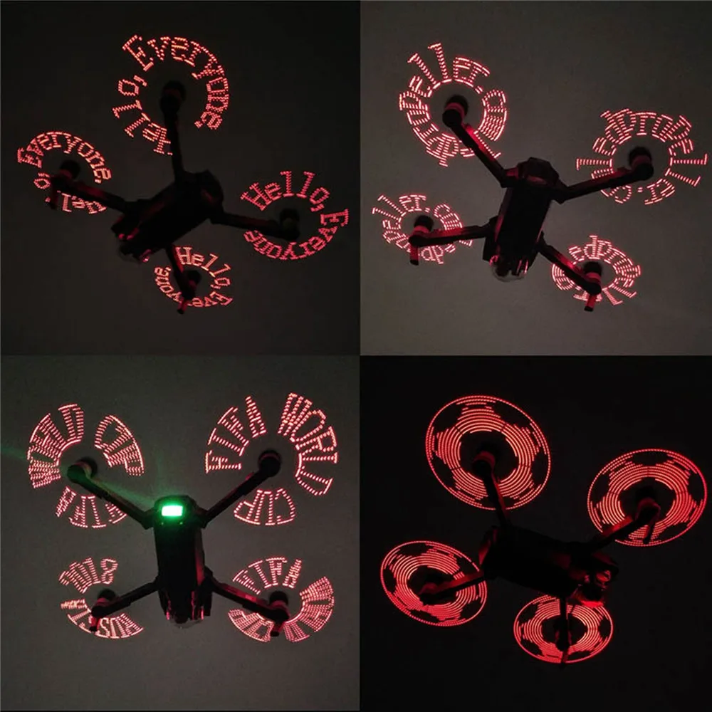Platina Flash LED Programável Palavras Drone Hélices Props Acessórios