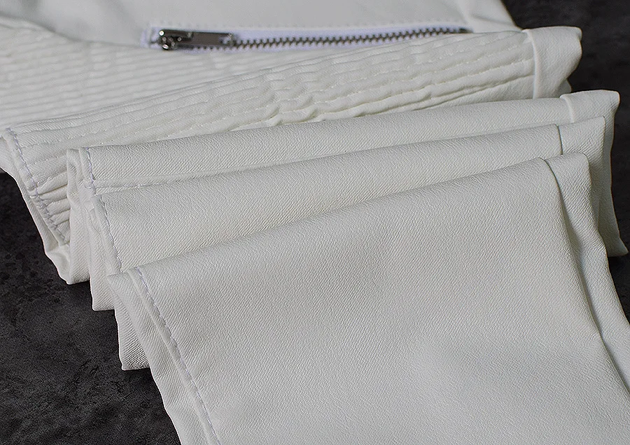 Low Waist Leather PU Pants Women Streetwear Fake Zippers White Cargo Pants Women Punk Push Up Plus Size Skinny Coated Jean Mujer white pants