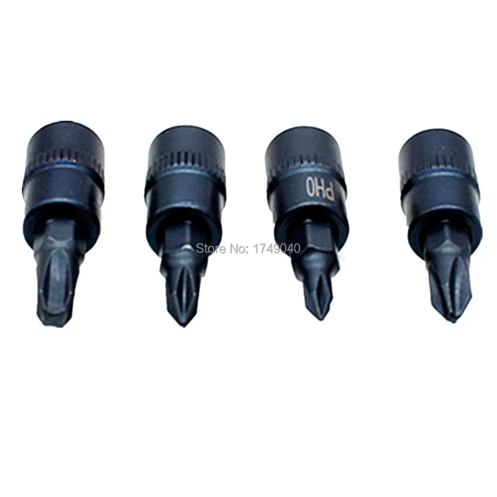 4pcs Phillips Bit Socket Set PH0 PH1 PH2 PH3 Phillips Screwdriver Bit 1/4" Square Drive Sockets