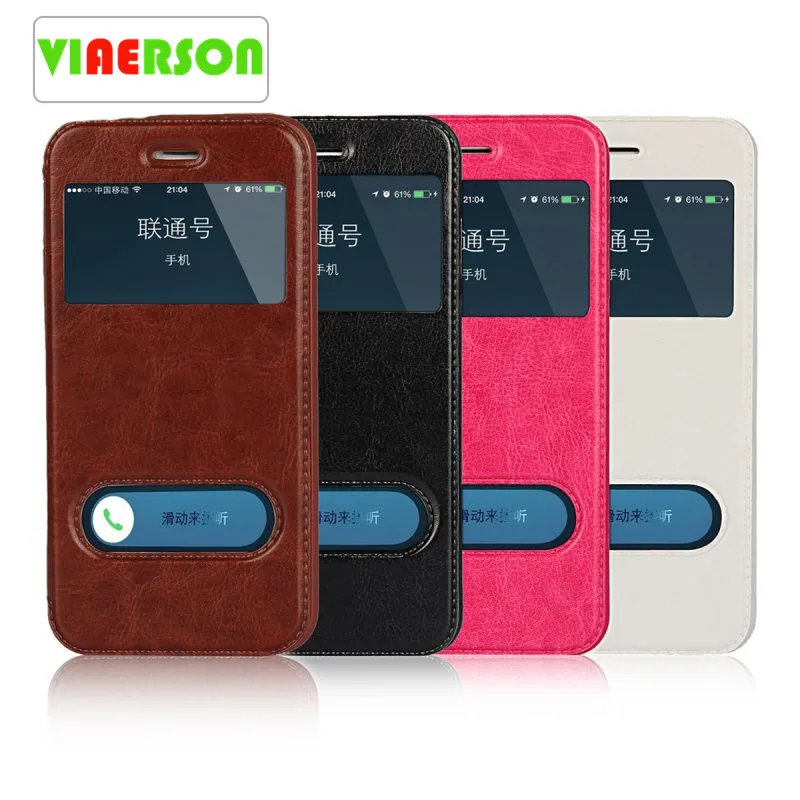 

VIAERSON Phone Case For iPhone 7 6S Plus SE 5S Cover Bag Smart Answer Window View Magnetic Flip Leather Coque For iPhon SE Capa
