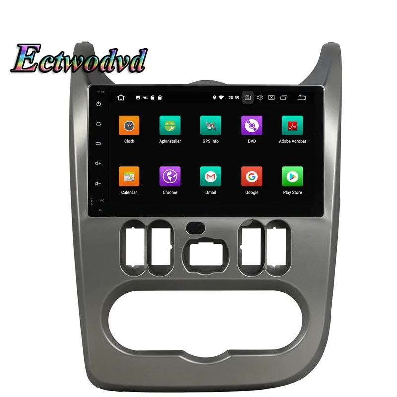 Excellent Ectwodvd Octa Core 4G RAM 64G ROM Android 9.0 Car Multimedia DVD Player GPS HeadUnit For Renault Logan/Sandero/Duster 2015 2016 2