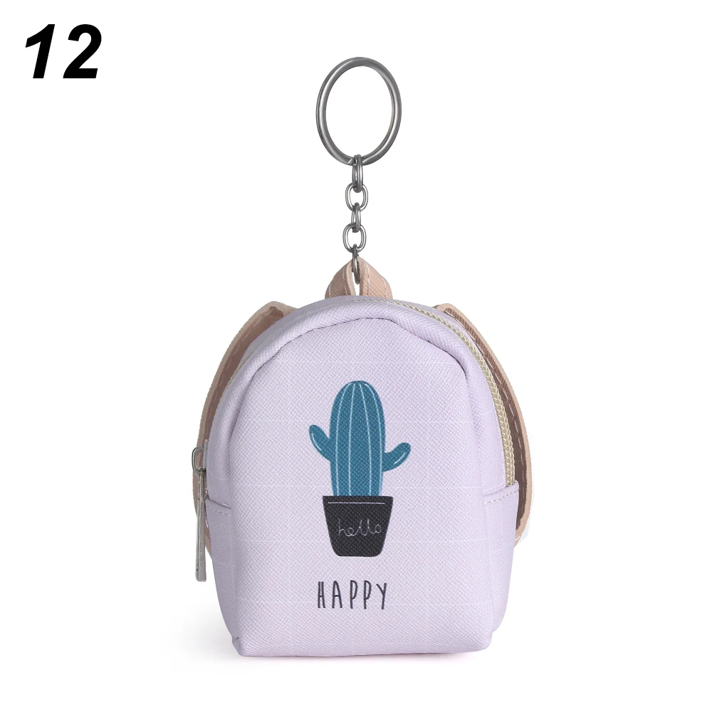 Cartoon Women Girls Mini Coin Bag Cat Printed Coin Purse Keys Card Holder Wallet Money Bags Earphone Package Kids Gifts - Цвет: 12