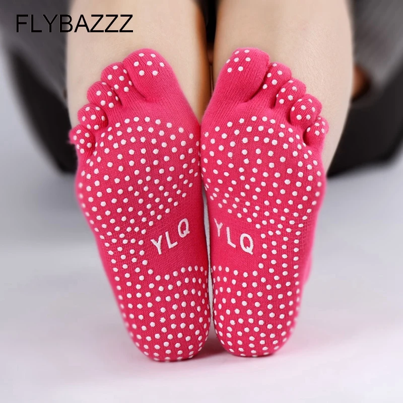 

Professional Brand Yoga Toe Skidproof Socks 100% Cotton Women's Non-slip Anti-Slip Ankle Grip Pilates Yoga Fitness Gym Socks