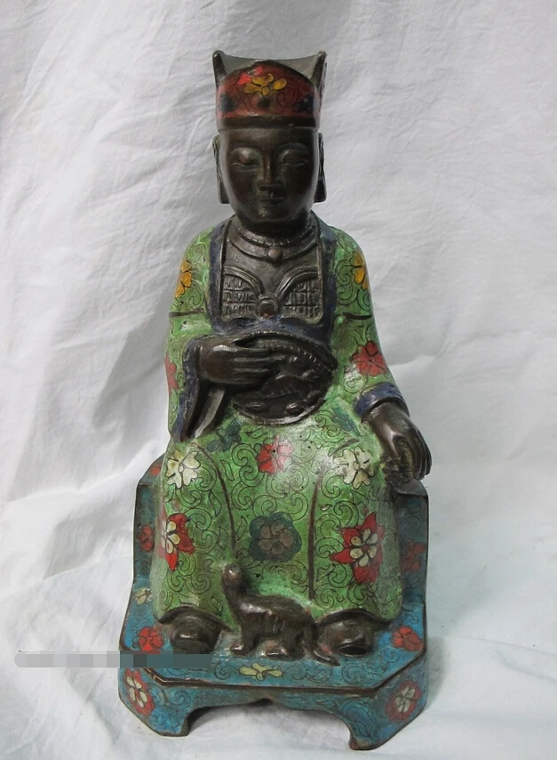 

Collectible bronze S2237 9.5" China red Bronze Cloisonne Zhao Gong Ming, God of Wealth in Chinese folklore