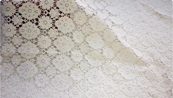 

Ivory Cotton Lace Fabric, vintage wedding lace fabric, bridal lace fabric, cof019
