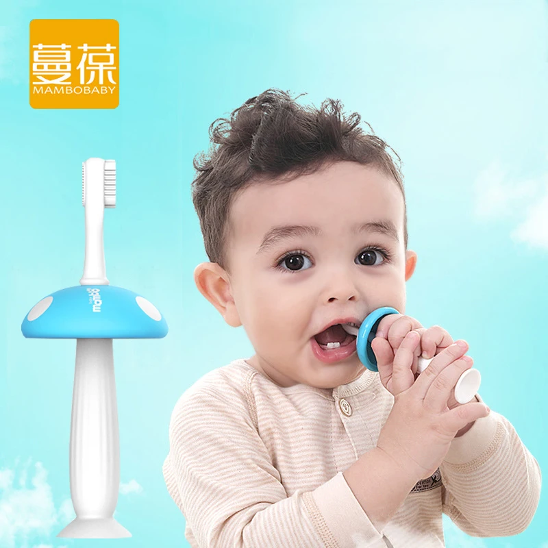 NEW 2 heads mushroom silicone baby teether kids teething children