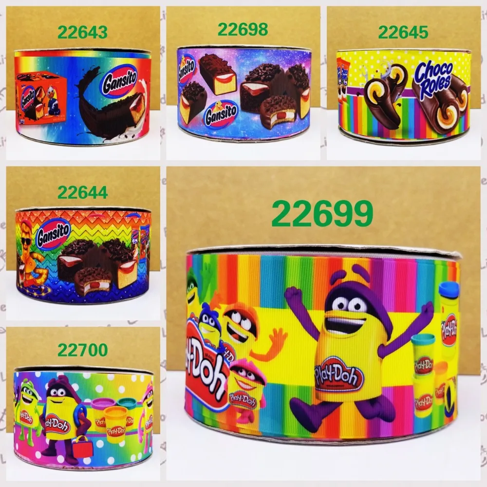 

Cartoon printed grosgrain ribbon ,satin ribbon 10 yards . 22643-