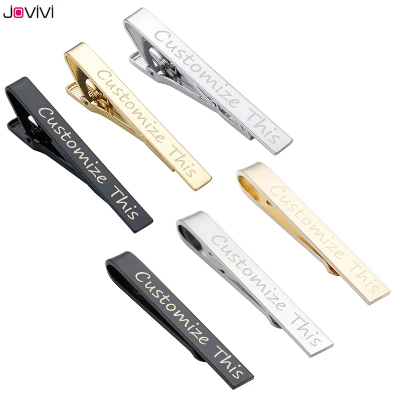 JOVIVI Personalized Custom Silver Tie Clip For Men's Gifts Customized