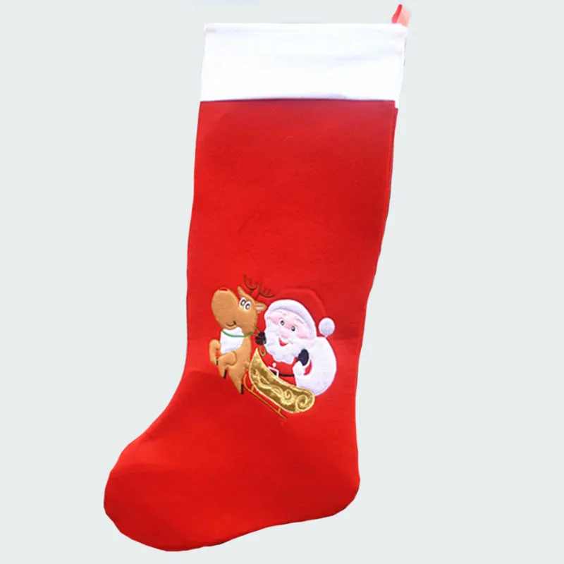 

83cm length large christmas stockings with santa claus and reindeer pattern felt xmas gift bags santa claus bag