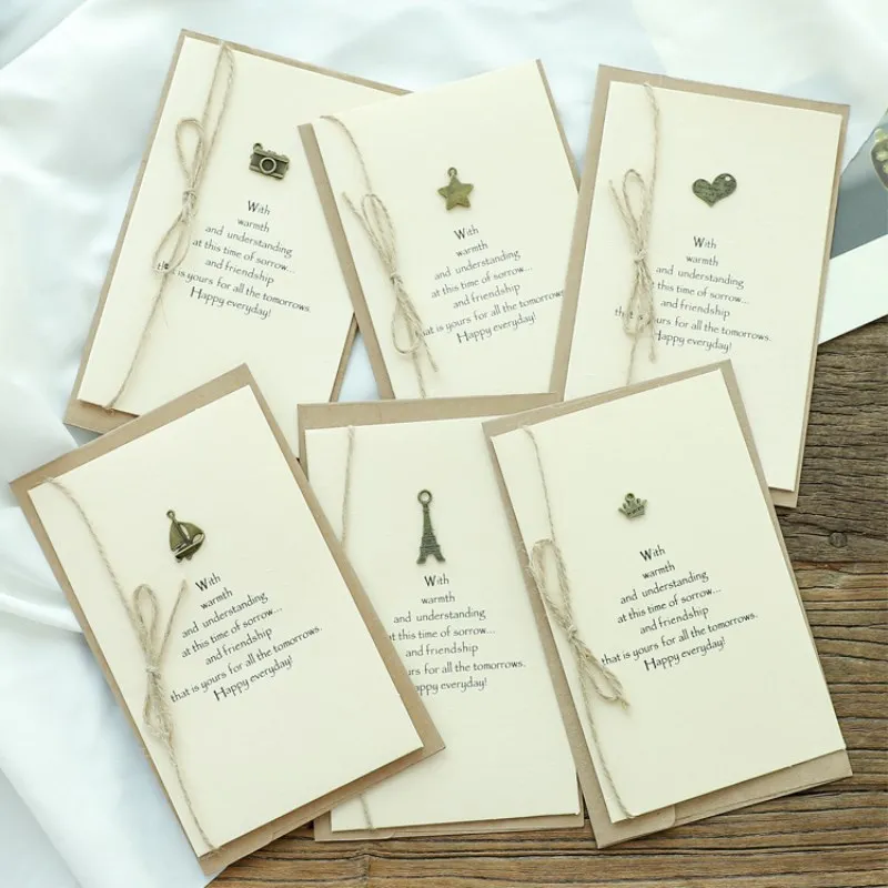 12pcs Diy Craft Paper Dry Kraft Paper Wedding Invitation Card With
