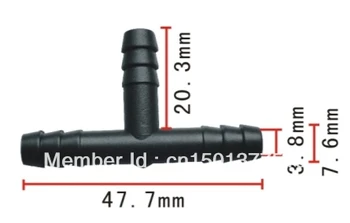 

100pcs free shipping black tubing& hose tee connectors barbed on all end internal diameter 6.3X6.3mm auto plastic fastener clips