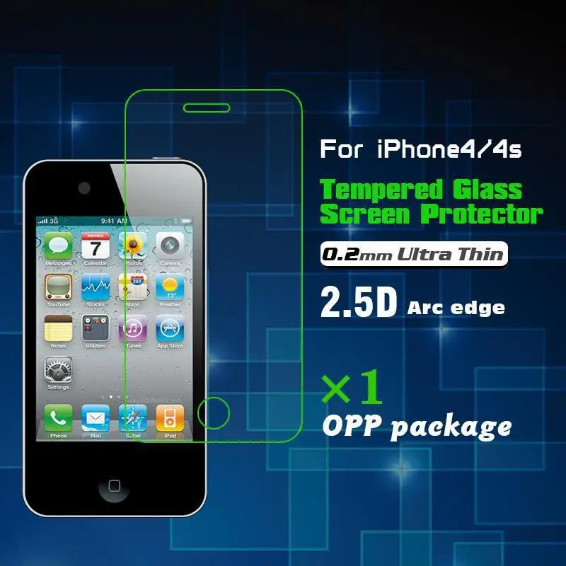 MOQ:1 Piece Camber 2.5D 0.2 Mm Ultra Thin Clear Explosion-proof Tempered Glass Screen Protector Cover Guard Film For Iphone 4 4G | Мобильные