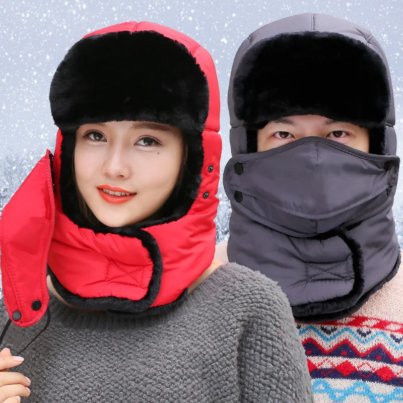 Winter Outdoor Thermal Fleece Skiing Hats Hood Men Women Windproof Face