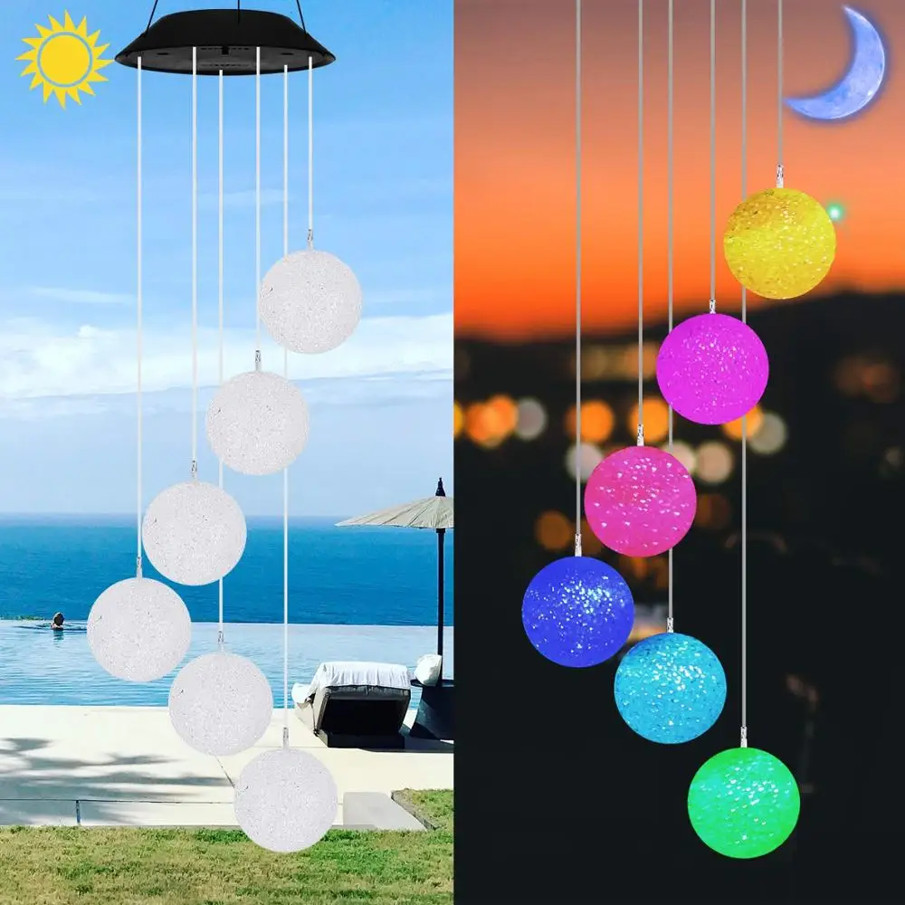 

Solar Power Lights Wind Chime LED Lamp Garden Hanging Spinner Color Changing Outdoor Lights For Home Garden Lighting Decoration