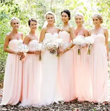 Hot A-line Sweetheart Pink Chiffon Elegant Floor Length Long Bridesmaid Dresses Wedding Party Dresses 2017