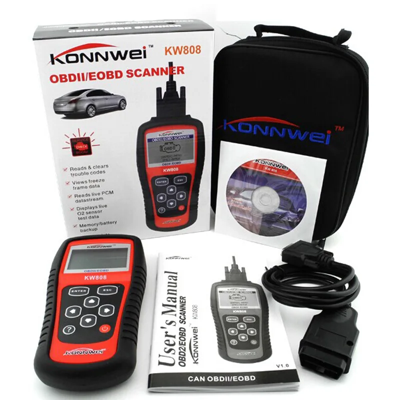 KONNWEI KW808 Universal Car OBDII EOBD Code Reader Scanner OBD2