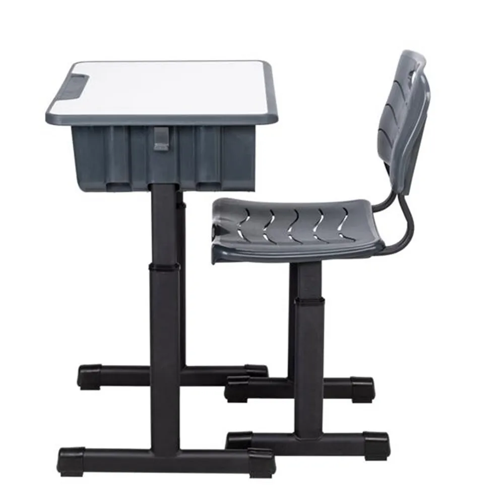 Height Adjustable Students Children Desk And Chairs Set Black Kids