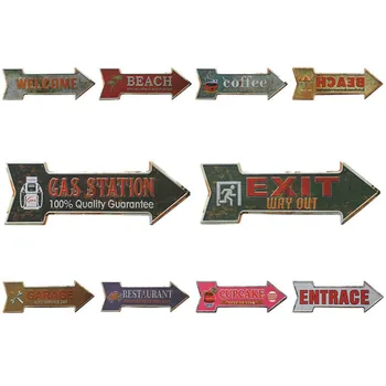 

45X16CM Restaurant Beach Beer Bar Coffee Arrow Metal Irregular Tin Signs Advertising board Wall Pub Home Art Decor