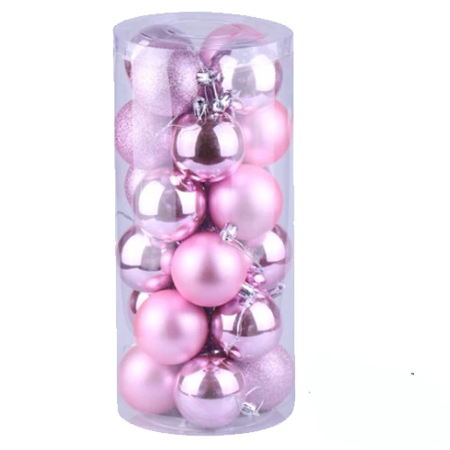 24 шт. 3/4 см елочный шар декоративные шарики подвесные шары Рождественская елка шары для украшения Рождественские шары - Цвет: Pink