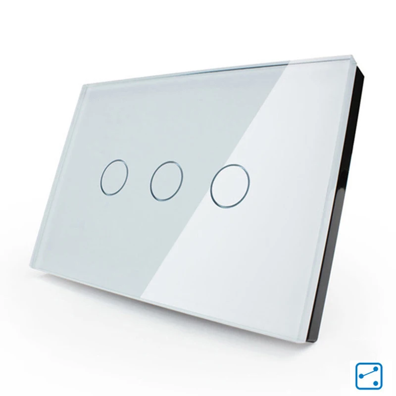Free shipping US/AU Standard Wall Light Touch Screen Switch 3 Gang 2 Way White Crystal Glass LED AC110V-250V hot sale in RU Free shipping US/AU Standard Wall Light Touch Screen Switch 3 Gang 2 Way White Crystal Glass LED AC110V-250V hot sale in RU