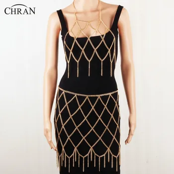 

Chran New Fashion Mesh Beach Chain Alloy Tassel Necklaces & Pendants For Women Sexy Waist Belly Body Dress Jewelry BC0429