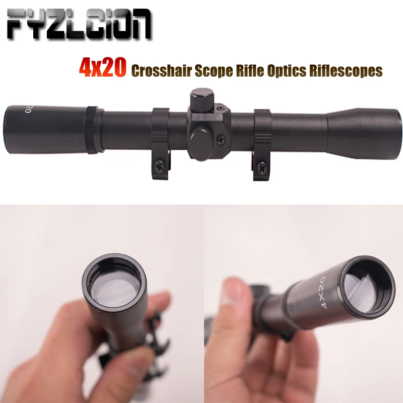 

Tactical Hunting 4x20 Crosshair Scope Rifle Optics Riflescopes and 11mm Rail Mounts for.22 Caliber Airgun Air Rifle