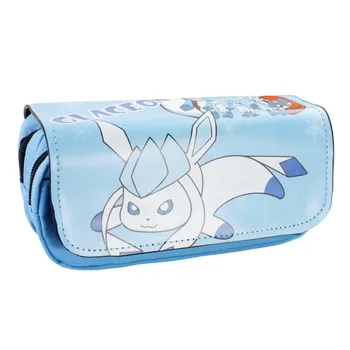 

Cartoon Glaceon Cosmetic Cases Anime Pocket Monster Stationery Pencil Holder Bag Makeup Bag with Double-zipper