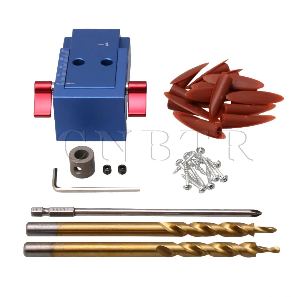 

CNBTR XK-1 Mini Pocket Hole Jig Kit with 95 Step Drill Bit Screwdriver Screw Positioner Limiter Woodworking Accessory