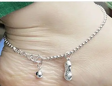 

Free shipping S999 pure silver anklet bracelet foot chain for women true 999 silver