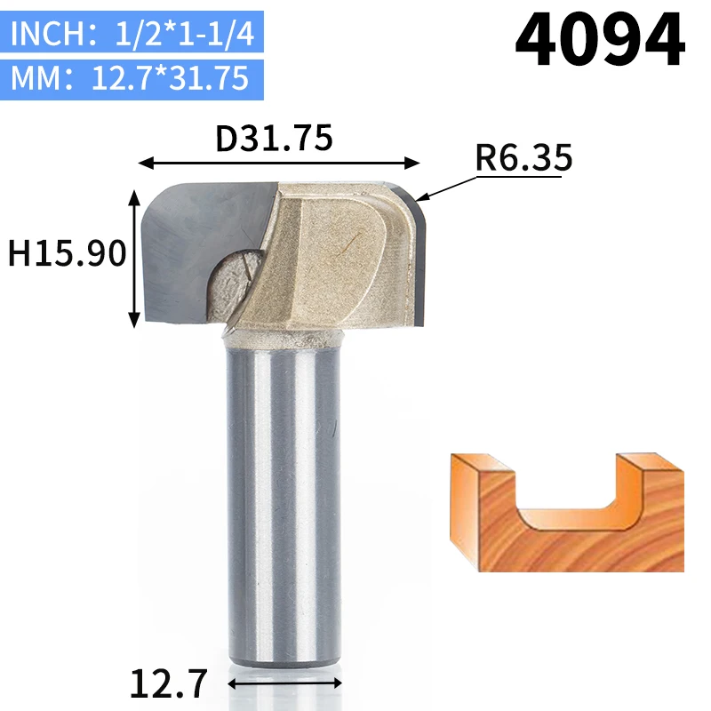 HUHAO 1 шт. 1/" хвостовик чаши и лоток шаблонный маршрутизатор бит карбида вольфрама Концевая мельница для деревообработки режущий инструмент деревообрабатывающий фрезерный станок - Длина режущей кромки: 4094