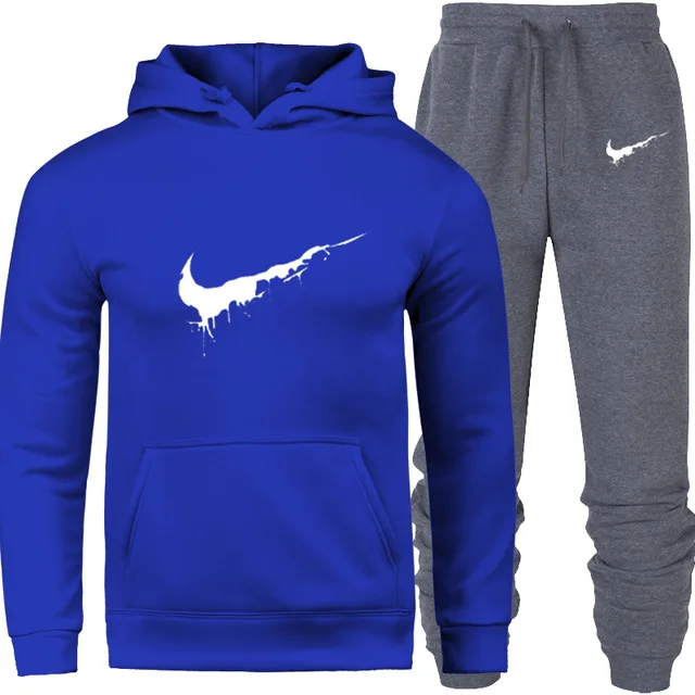 

Autumn Winter Fleece Hoodies Men 2019 Casual Hooded Warm Sweatshirts Male Thicken Tracksuit 2PC Jacket+Pant Men Sportswear
