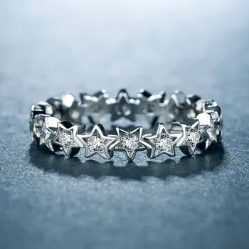 

Huitan Beautiful Star Round Ring Micro Paved Brilliaint Wholesale Romantic Korea Propose Engagement Popular Ring For Young Lady