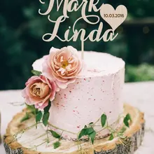 Индивидуальный свадебный торт Топпер именами Mr end Mrs свадебный торт Топпер серебро или золото свадебный Топпер Деревянный Торт Топпер заказной торт