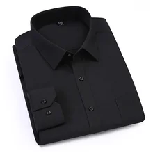 

AOWOFS 8XL Social Shirts Long Sleeve Mens Dress Shirts Black 3XL 4XL 5XL 6XL 7XL Formal Shirts for Big Men Plus Size Bus