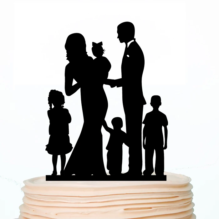 Свадебный торт топперы Жених и невеста юбилей персонализированные Дети Черный Золото Серебро зеркало акриловые деревянные вечерние украшения - Цвет: 020